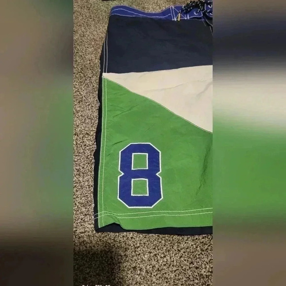 VTG Tommy Hilfiger Color Block Board Surf Swim Trunks Shorts Crest XLG - Picture 7 of 9